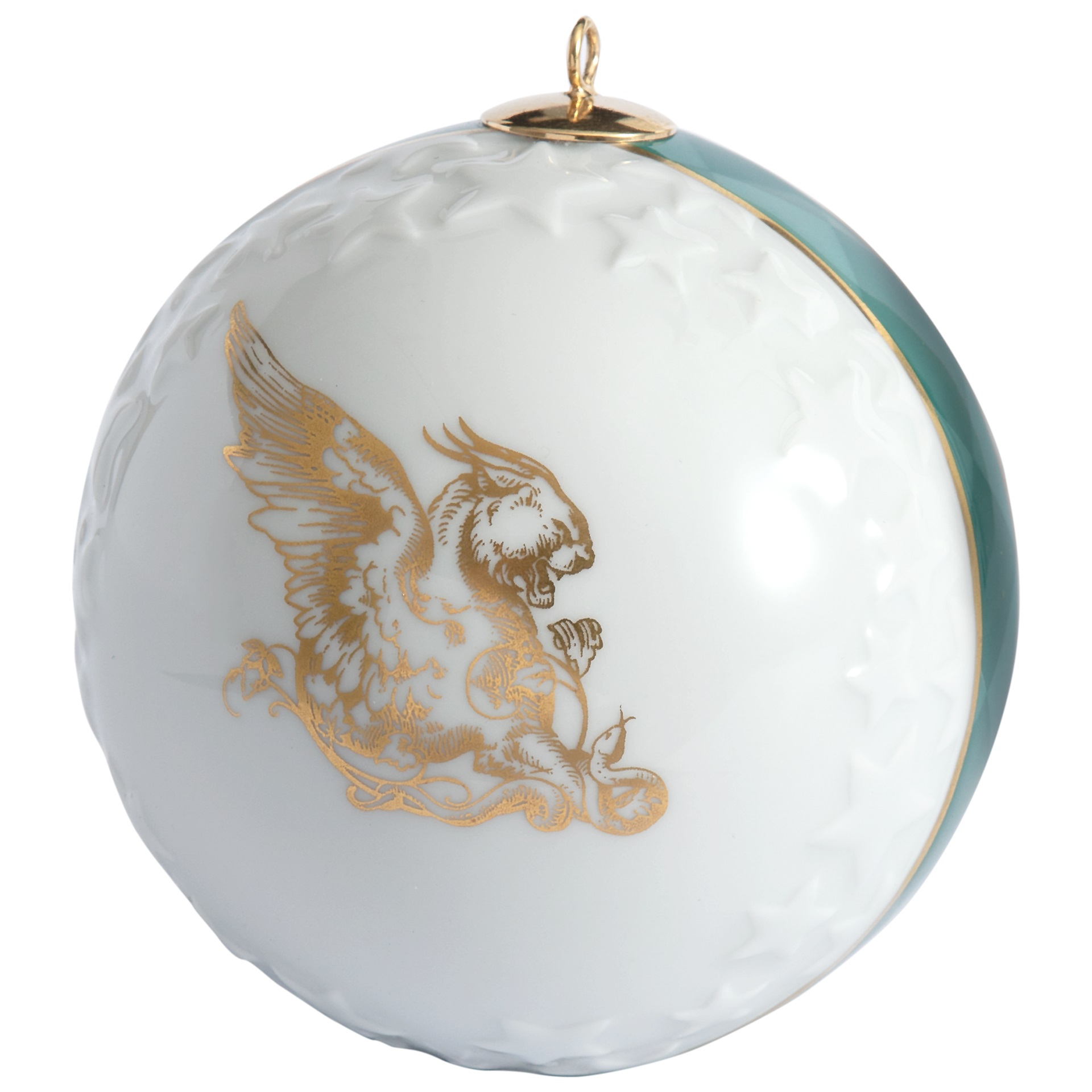 Meissen Weihnachtskugel Reliefsterne, Geflügelte Löwin