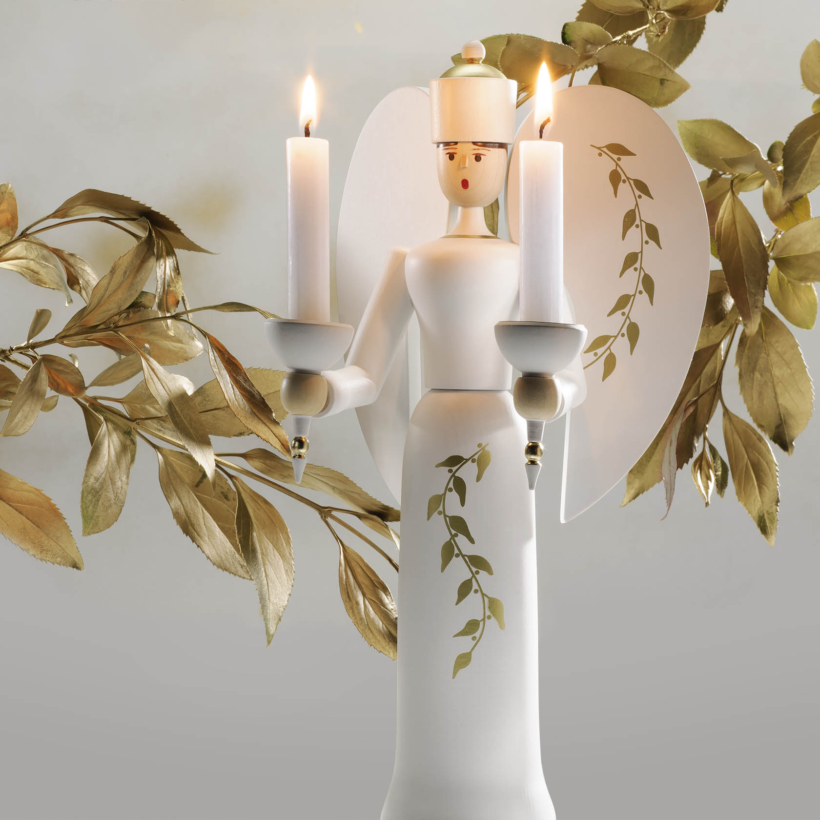 Engel florales Muster weiß/gold