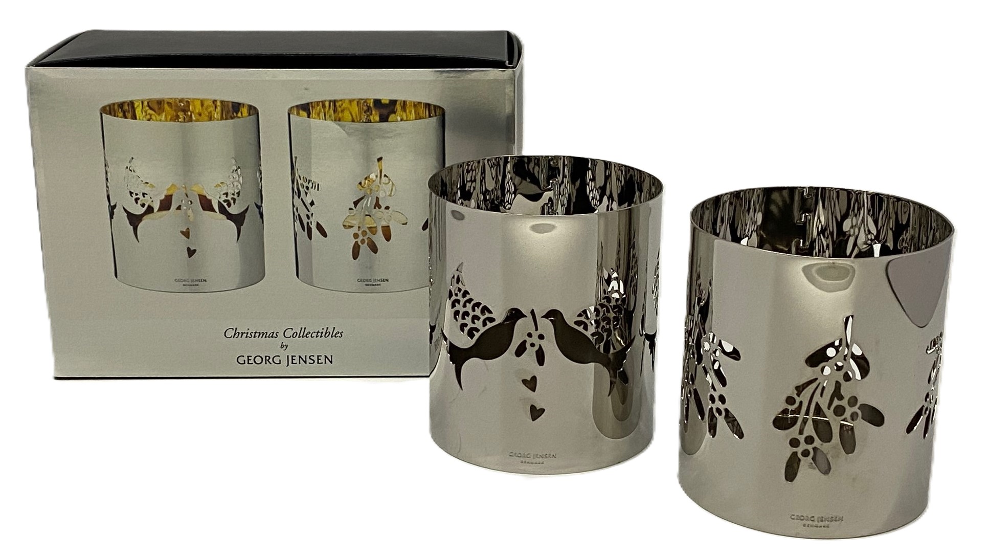 Georg Jensen Teelichthalter Taube & Mistelzweig, Palladium