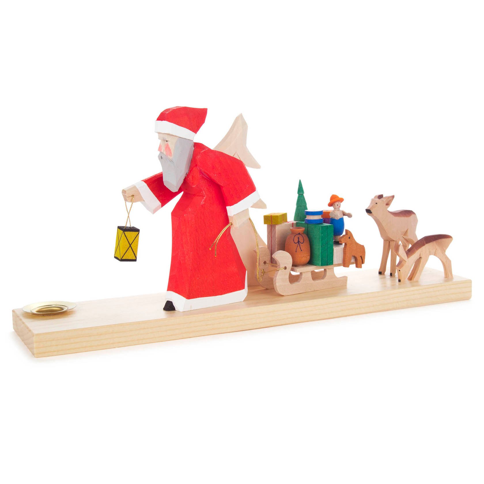 Franke Weihnachtsmann mit Schlitten und Rehen