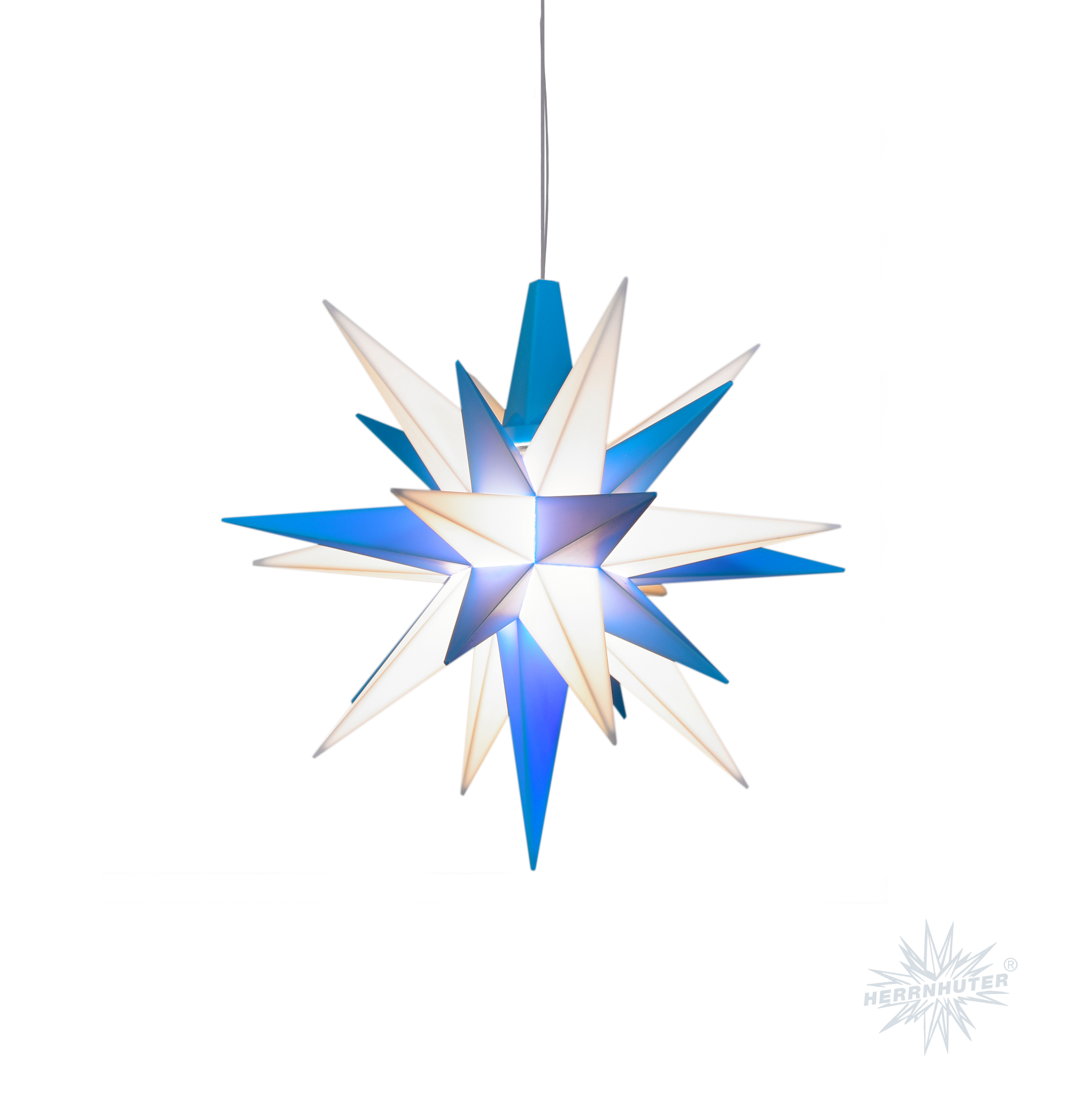 Herrnhuter Stern Kunststoffstern blau/weiß