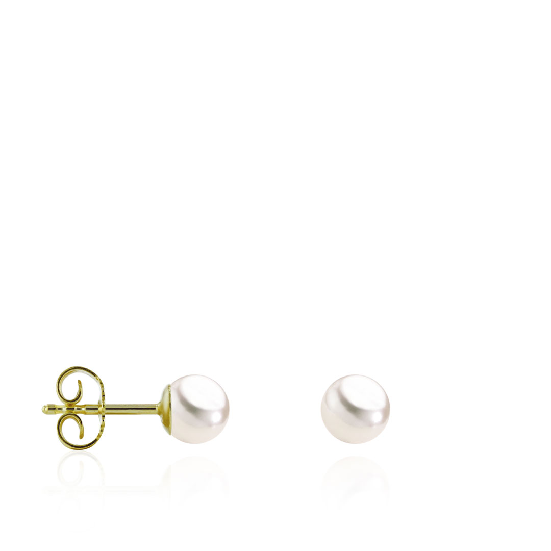 Perlohrstecker rund, weiß