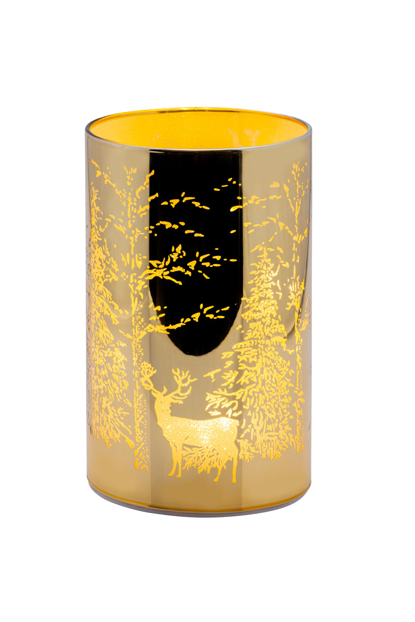 Bauer jun. Kollektion Windlicht gold, Hirsch / Bäume