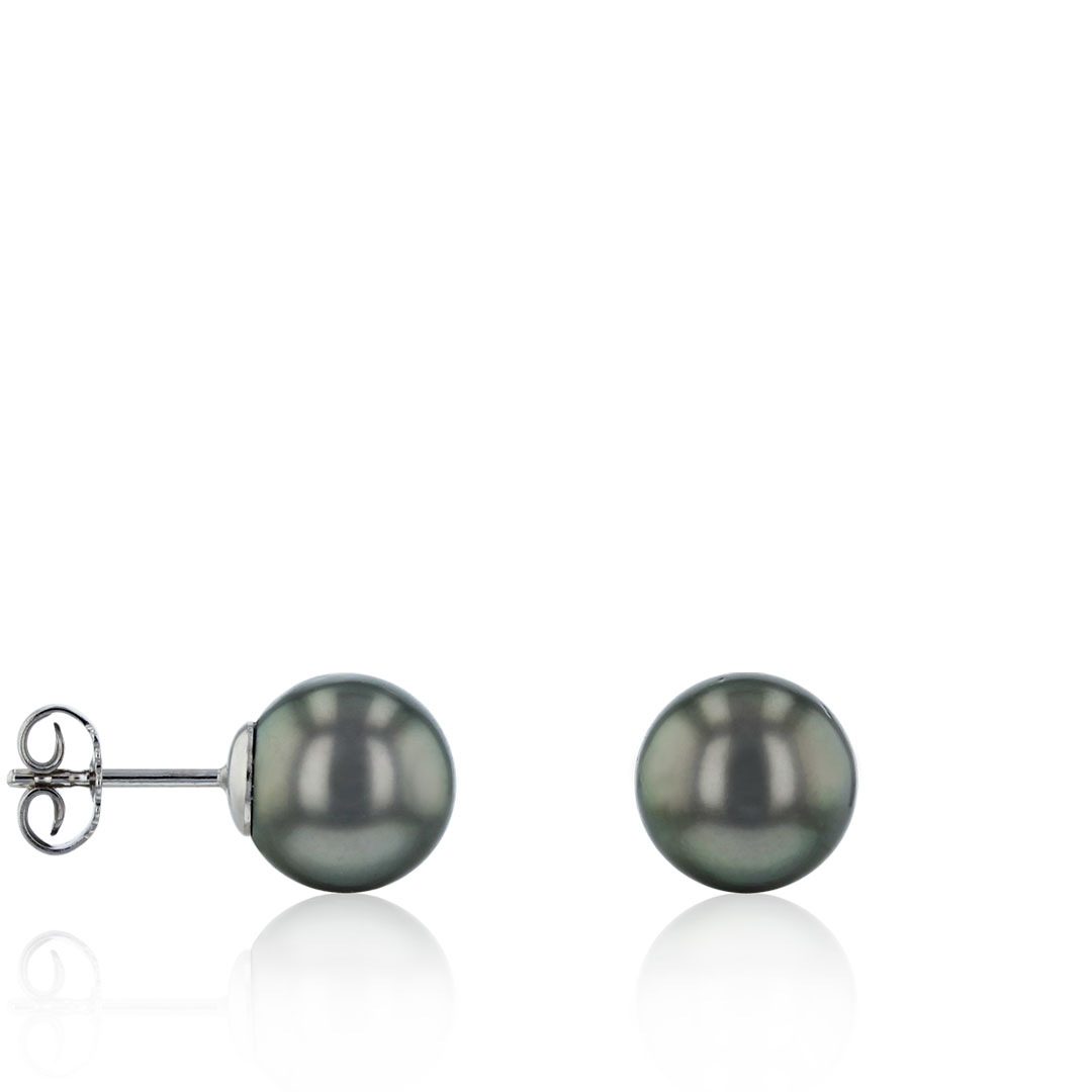 Perlohrstecker A rund grau