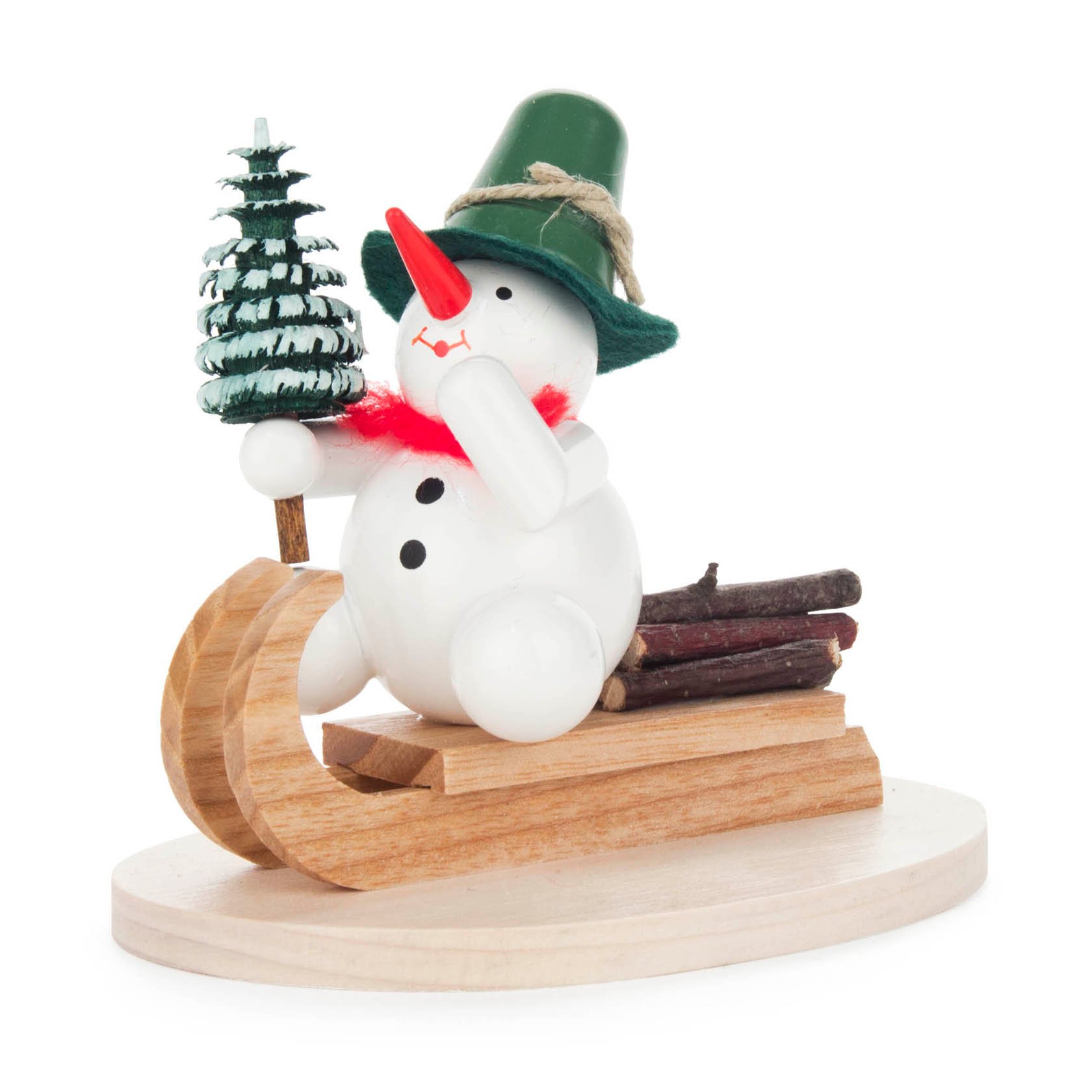 Figur Schneemann auf Schlitten