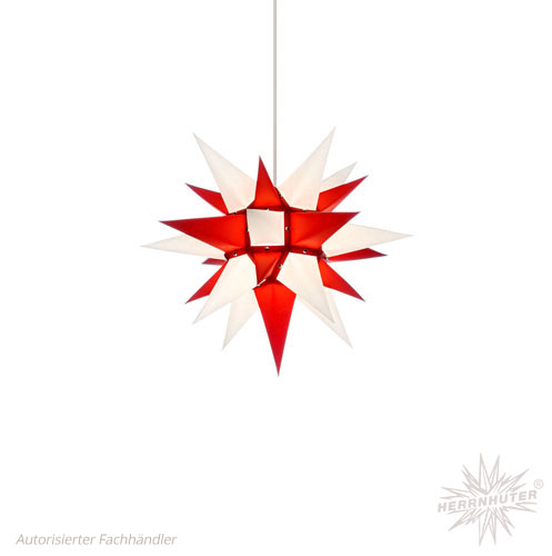 Herrnhuter Stern I4, weiß/rot, Papier