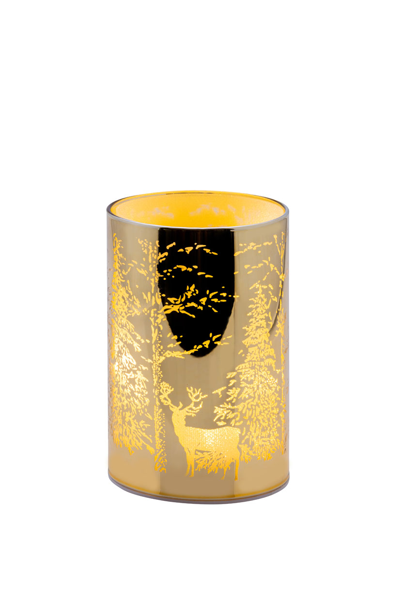 Bauer jun. Kollektion Windlicht gold, Hirsch / Bäume