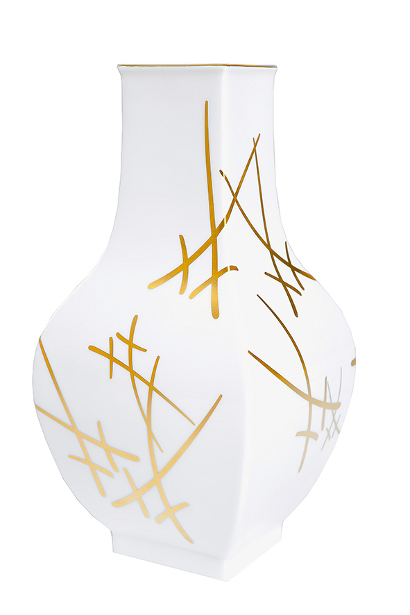 Meissen Vase Stilisierte Markenzeichen, gold